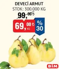 DEVECİ ARMUT KG fiyat ve kampanya bilgisi